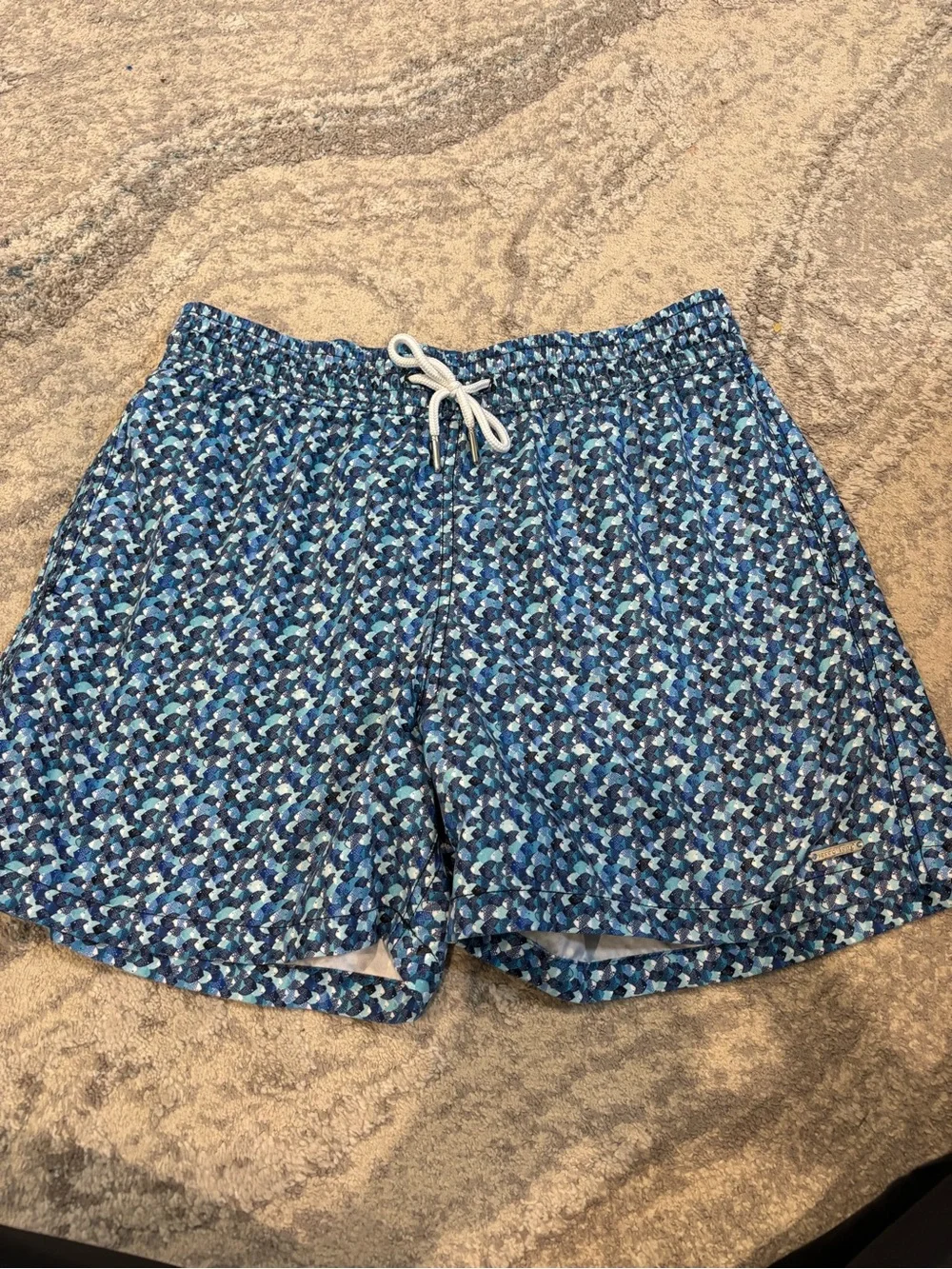 Jared Lang Blue Multi-Pattern Swim Trunks